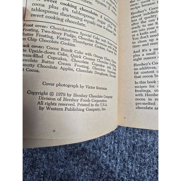 Hershey’s Cocoa Cookbook 1979 Cook Book Recipes Chocolate Dessert Vintage - Picture 6 of 7